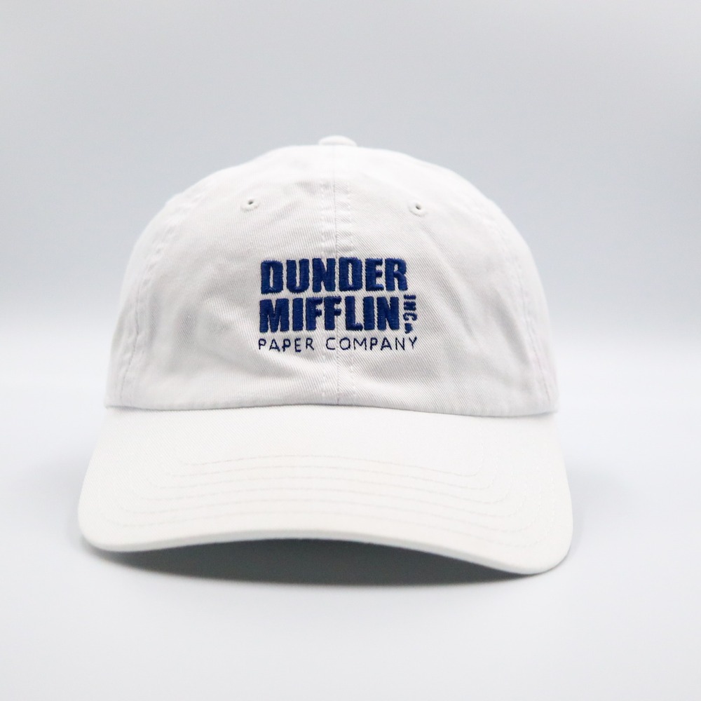 The Office Dunder Mifflin Baseball Cap Hat Adult OSFM White Blue Logo Cotton Hat